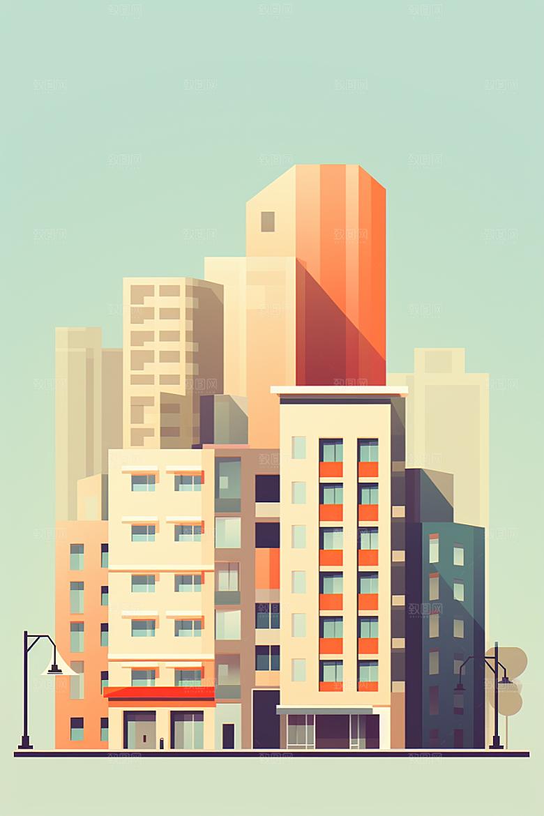 平面建筑设计感高清插画