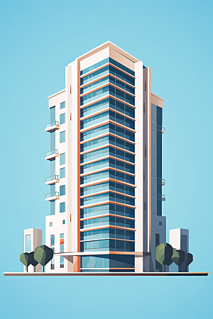 平面建筑高清大厦插画