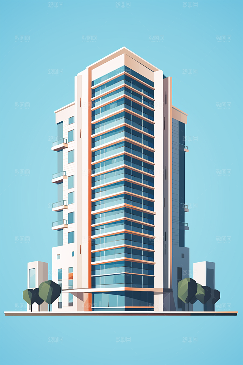 平面建筑高清大厦插画