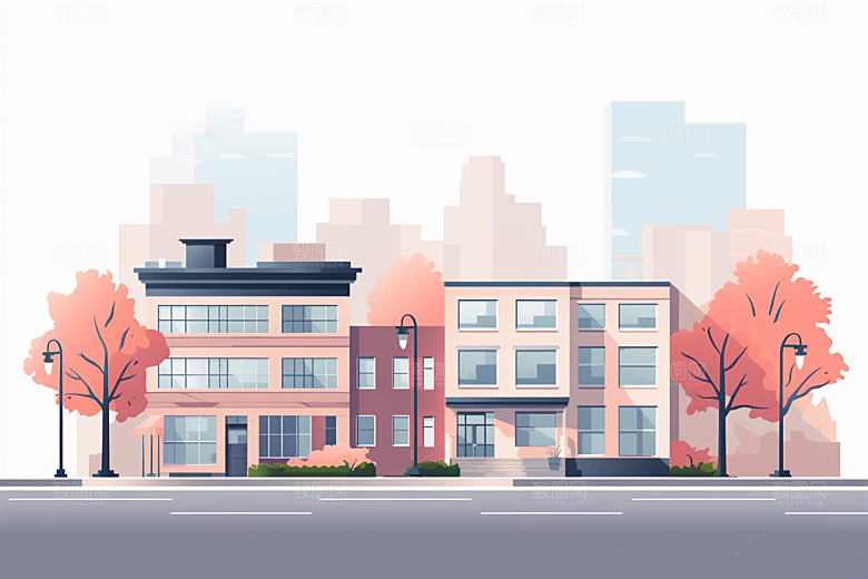 平面建筑几何立面插画