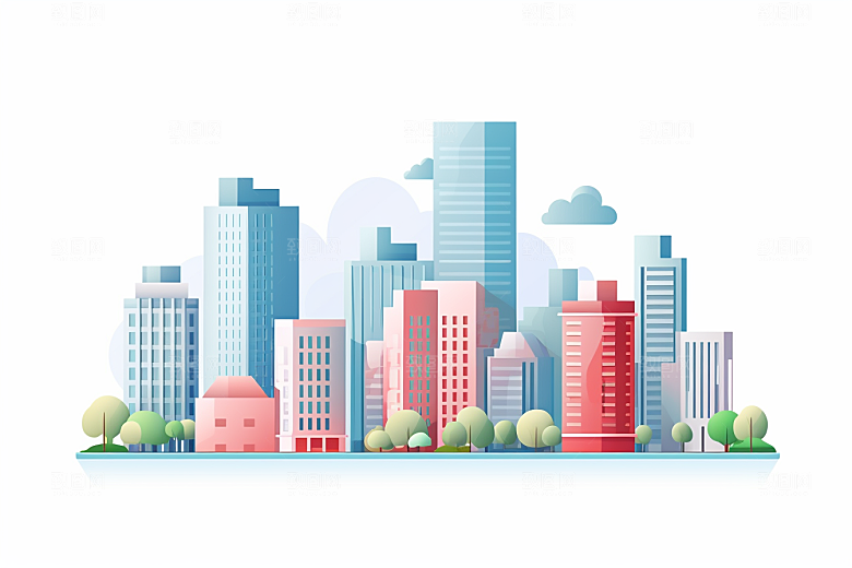 平面建筑高清大厦插画