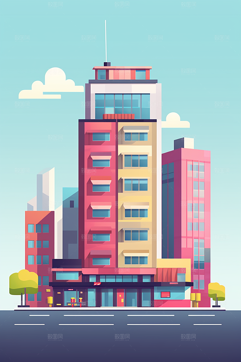 平面建筑高清设计感插画