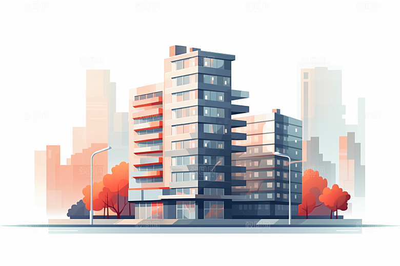平面建筑高清大厦插画