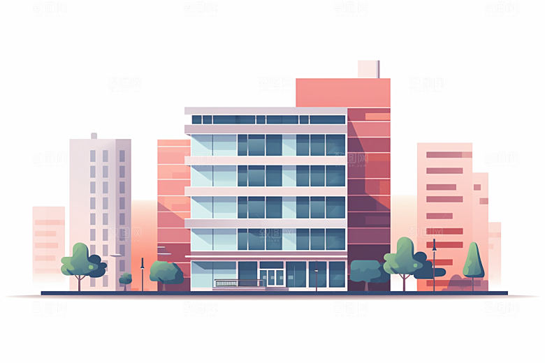平面建筑立面几何插画