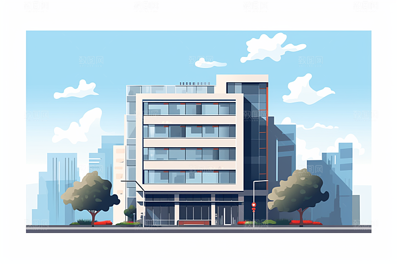 平面建筑简约高清插画