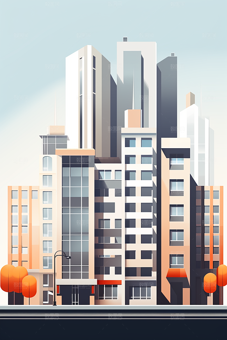 平面建筑设计感高清插画