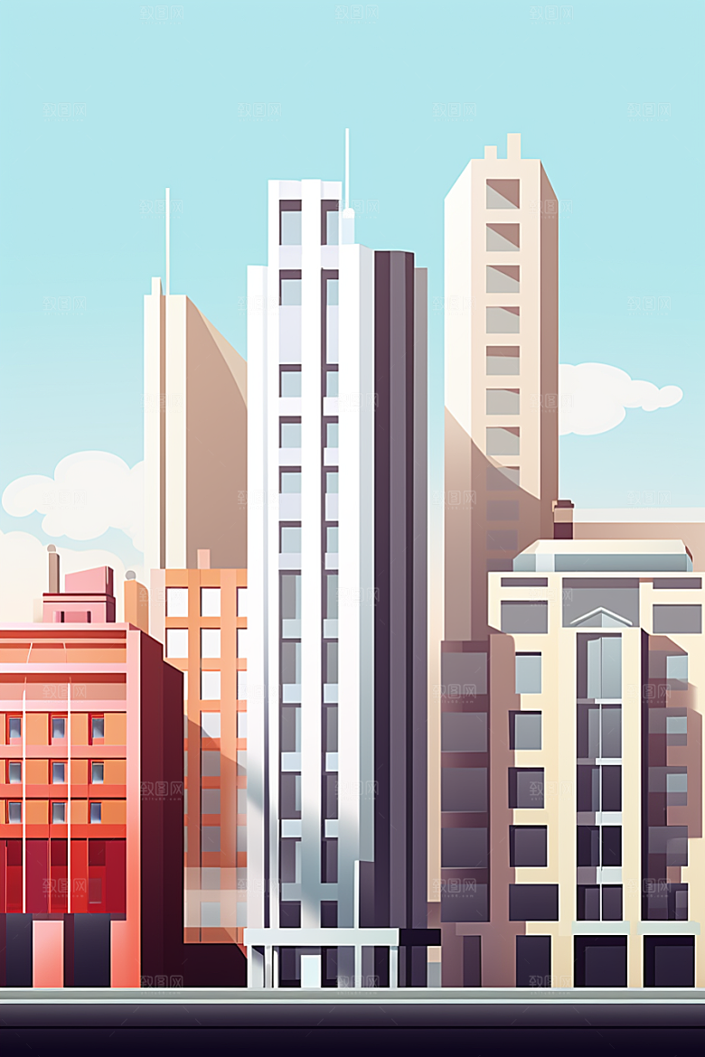 平面建筑大厦大楼插画
