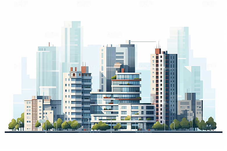 平面建筑大厦大楼插画