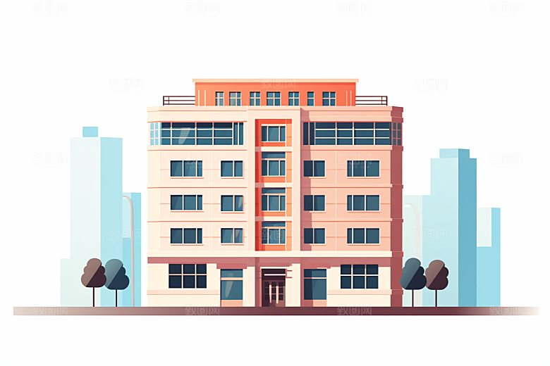 平面建筑简约大楼插画