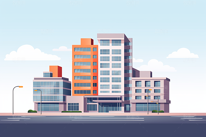 平面建筑高清几何插画