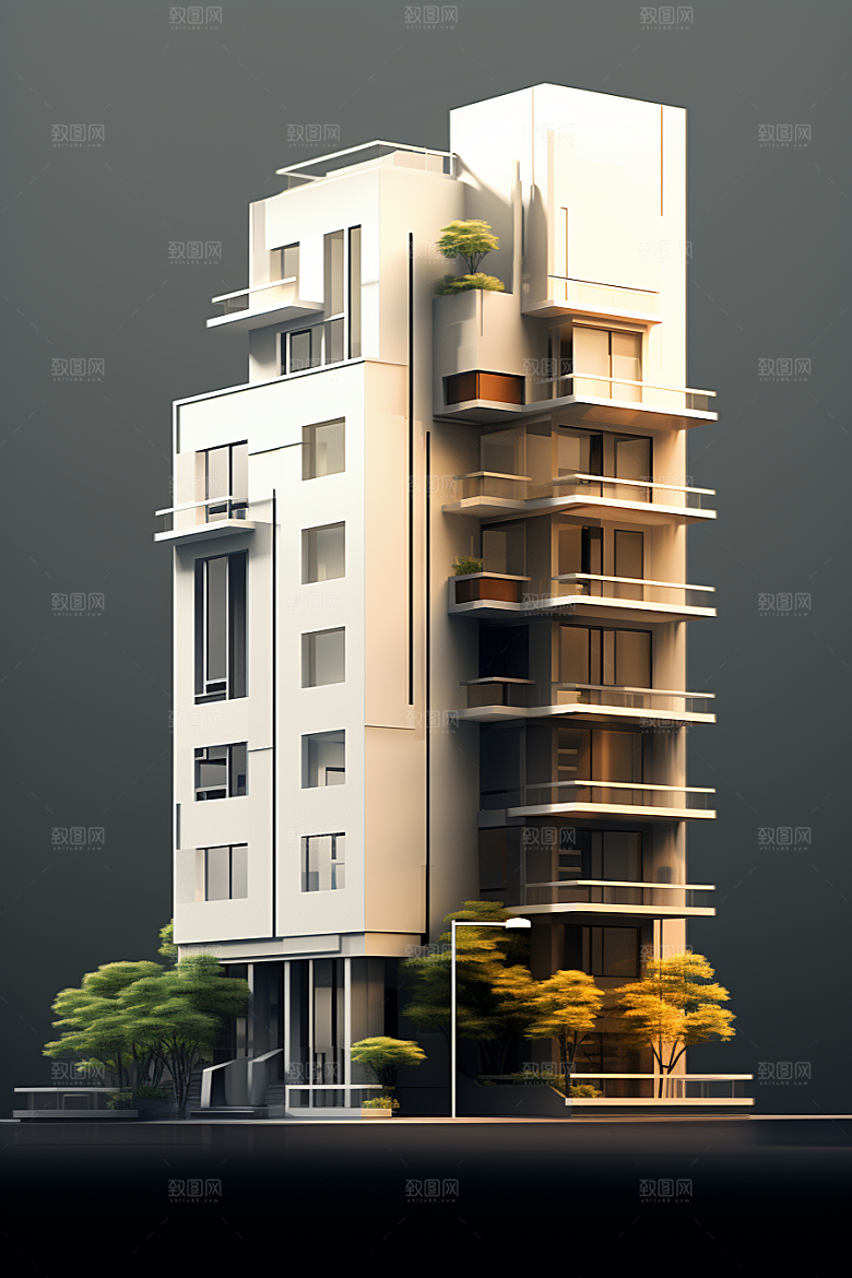 平面建筑立面几何插画