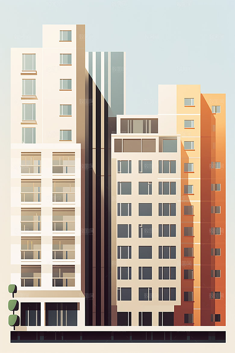 平面建筑设计感高清插画