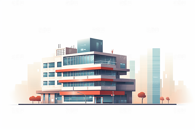 平面建筑大厦大楼插画