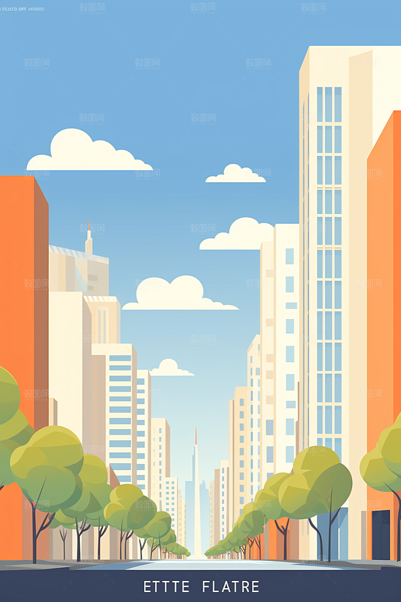 平面建筑立面几何插画