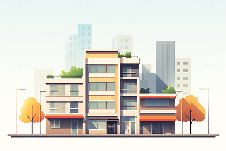 平面建筑简约高清插画