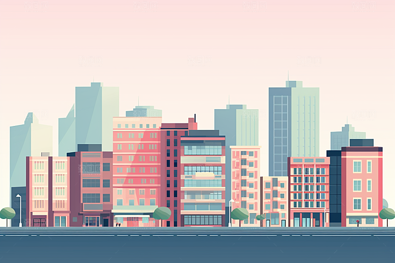 平面建筑高清设计感插画