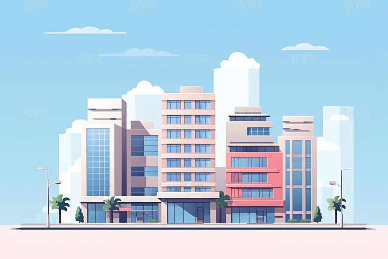 平面建筑高清立面插画