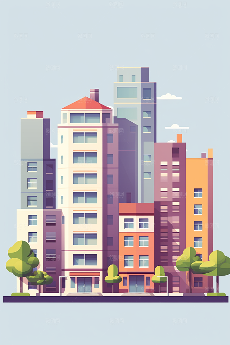 平面建筑简约立面插画
