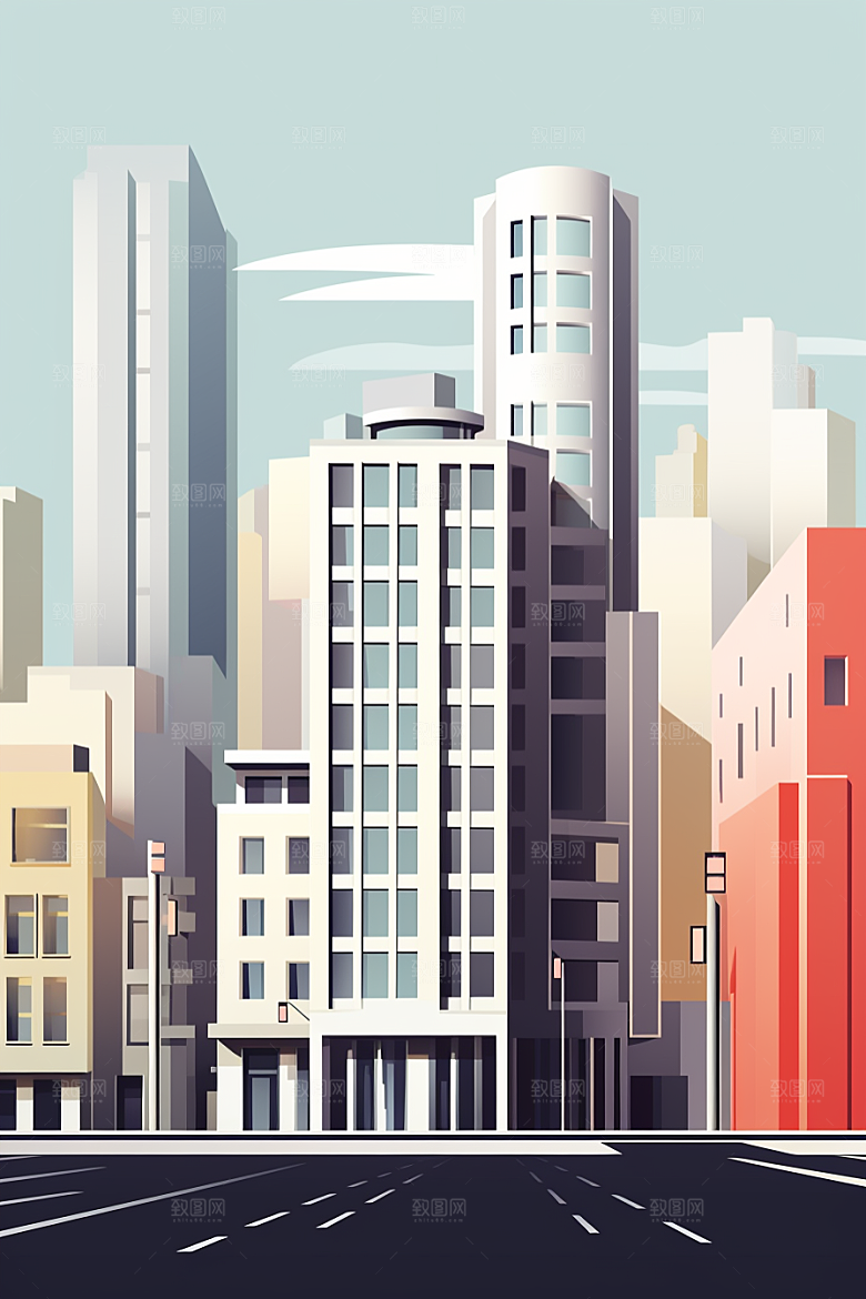 平面建筑立面高清插画