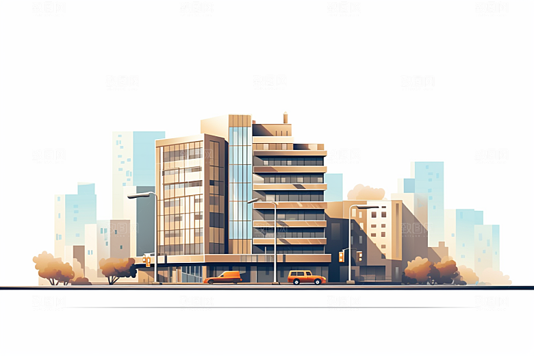 平面建筑大厦大楼插画