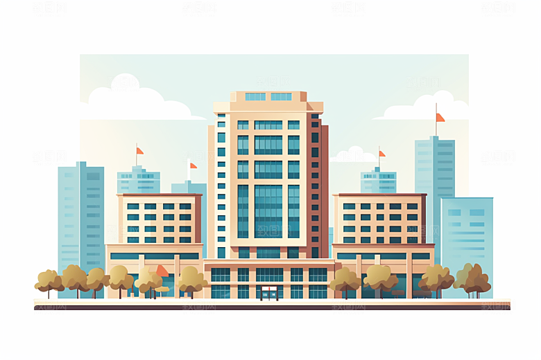 平面建筑几何高清插画