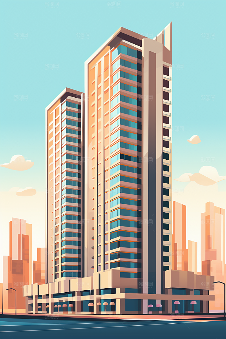 平面建筑高清立面插画