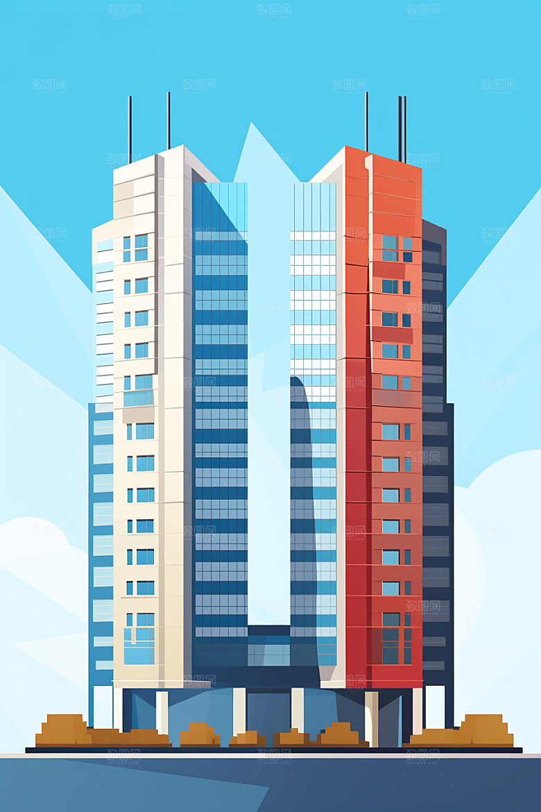 平面建筑高清设计感插画