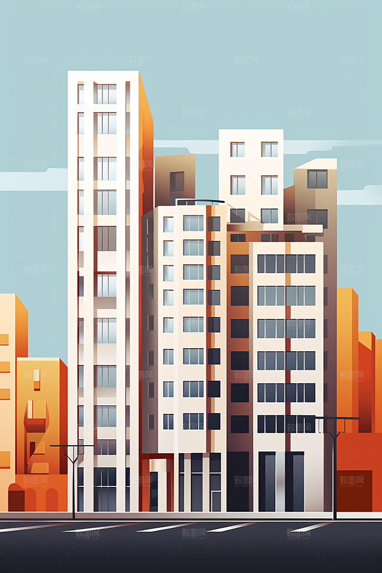 平面建筑高清设计感插画