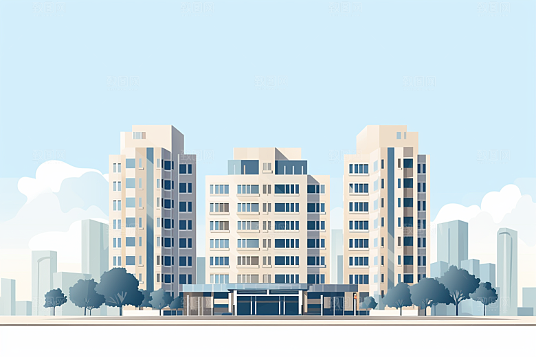 平面建筑立面高清插画