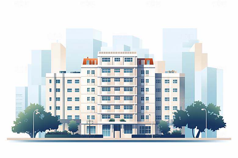 平面建筑简约高清插画