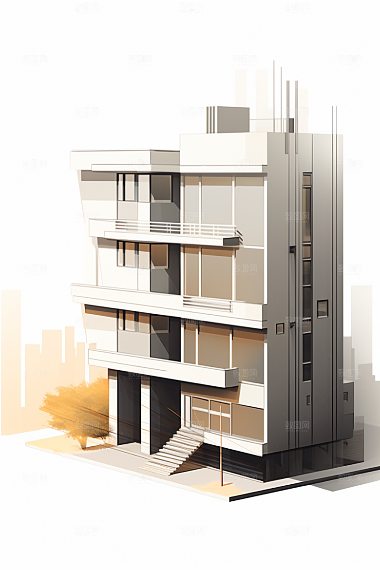 平面建筑大楼高清插画