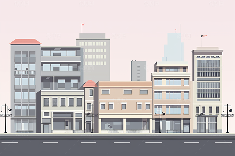 平面建筑高清几何插画
