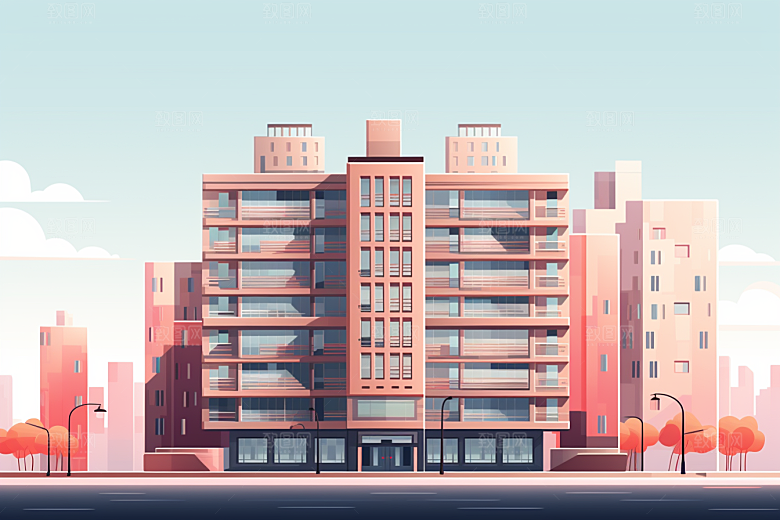 平面建筑几何高清插画