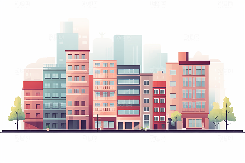 平面建筑大楼高清插画