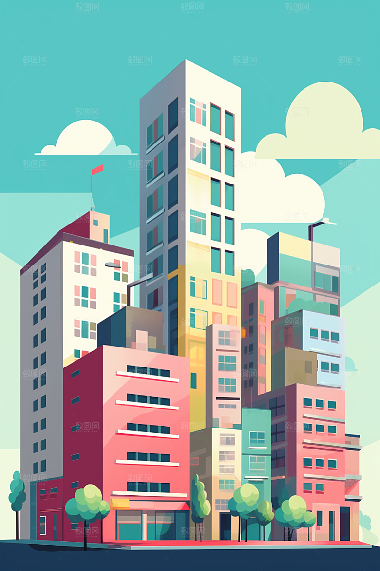 平面建筑设计感高清插画