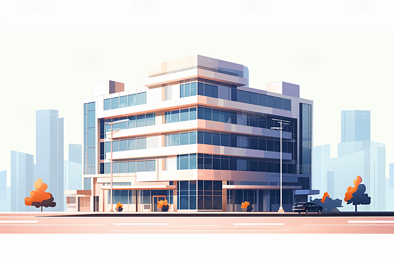 平面建筑几何高清插画
