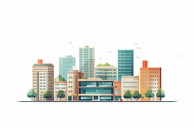 平面建筑高清几何插画