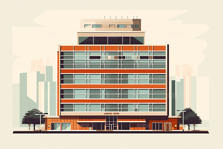 平面建筑简约立面插画