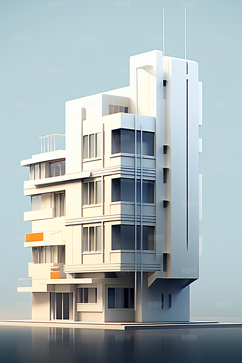 平面建筑几何大厦插画