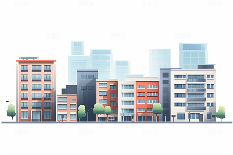 平面建筑高清大厦插画