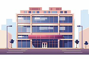 平面建筑扁平风高清插画