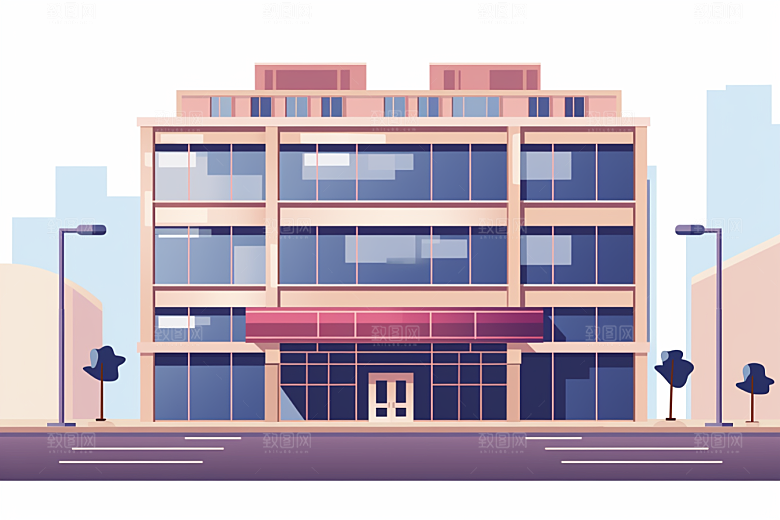 平面建筑扁平风高清插画