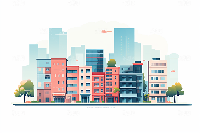 平面建筑设计感几何插画