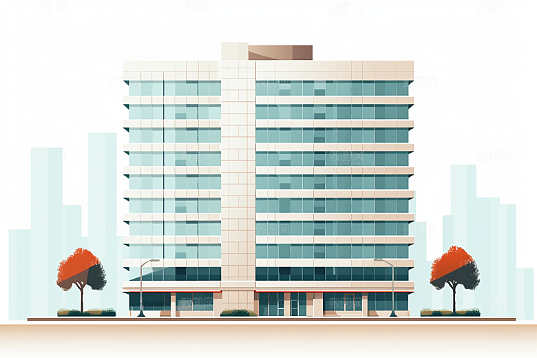 平面建筑简约几何插画