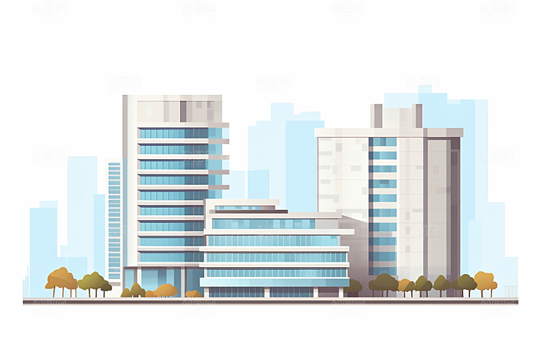 平面建筑大楼立面插画