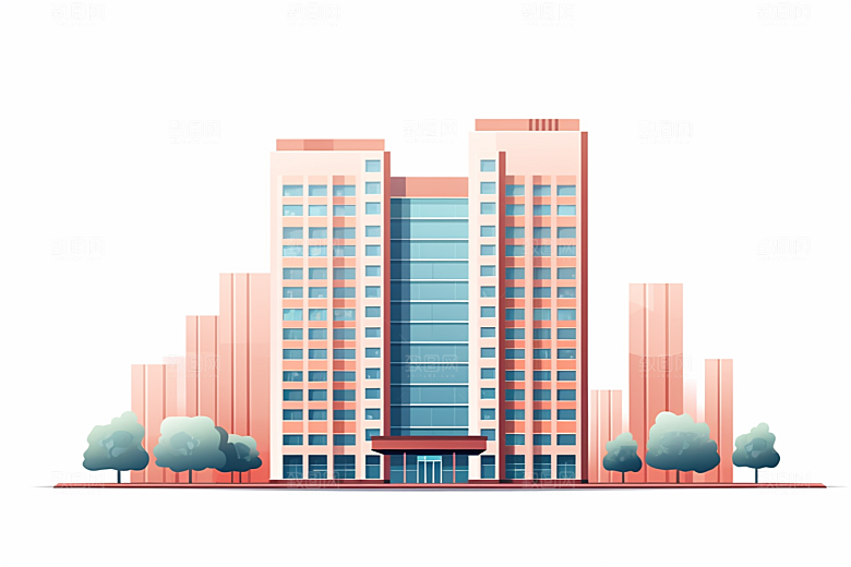 平面建筑几何立面插画