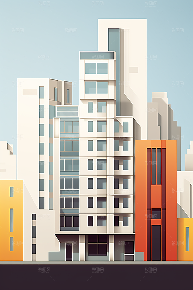 平面建筑设计感立面插画