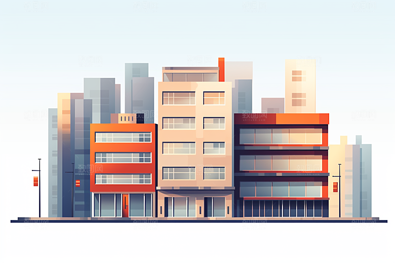 平面建筑立面高清插画