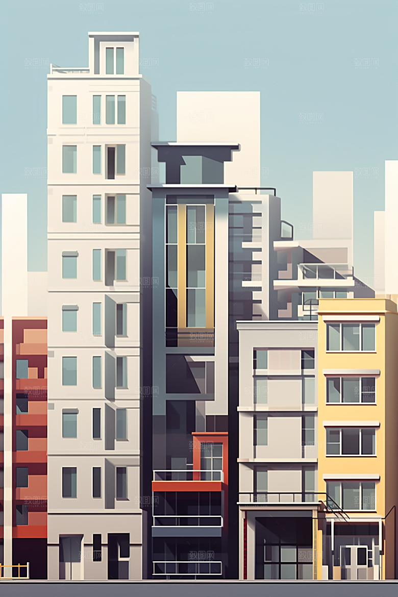 平面建筑几何设计感插画