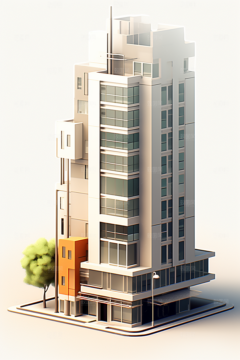 平面建筑大楼高清插画